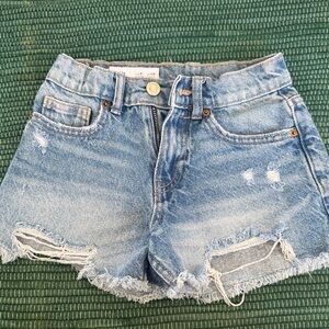 Zara Kids Blue Distressed Denim Shorts